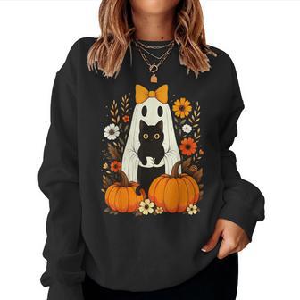 Halloween Black Cat Ghost For Kid Boy Girl Women Sweatshirt - Thegiftio UK