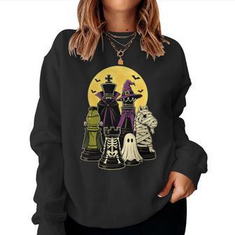 Halloween Chess Pieces Chess Player Kids Women Sweatshirt - Thegiftio UK