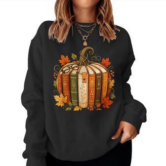 Halloween Fall Reading Pumpkin Book Teacher Women Women Sweatshirt - Thegiftio UK