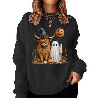 Halloween Highland Cow Spooky Highlander Cow Fall Women Sweatshirt - Thegiftio UK
