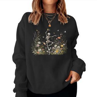 Halloween Skeleton Wildflower Ballet Butterflies Girl Women Sweatshirt - Thegiftio UK