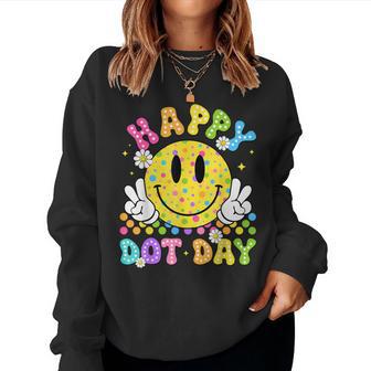 Happy Dot Day Smile Face Colorful Polka Dot Groovy Kids Women Sweatshirt | Seseable UK