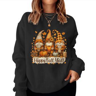 Happy Fall Yall Cute Gnomes Pumpkin Autumn Women Sweatshirt - Thegiftio UK