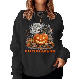 Happy Halloween Jack O Lantern Pumpkin Spooky Kid Women Sweatshirt | Seseable UK