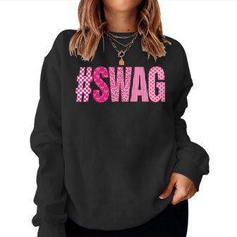 Hashtag Swag Preppy Pink Animal Print For Girls Kids Women Sweatshirt - Thegiftio UK