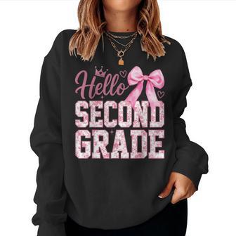 Hello 2Nd Grade Bow Teacher Back To School Second Grade Women Sweatshirt - Thegiftio UK