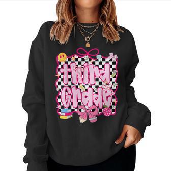 Hello 3Rd Grade Checkered Kids Girl Teachers Back To School Women Sweatshirt - Thegiftio UK