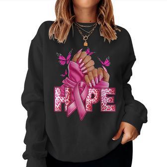 Hope Breast Cancer Awareness Pink Nail Pink Ribbon Woman Women Sweatshirt - Thegiftio UK