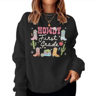 Howdy First Grade Western Cowboy Back To School Teacher Women Sweatshirt - Thegiftio UK