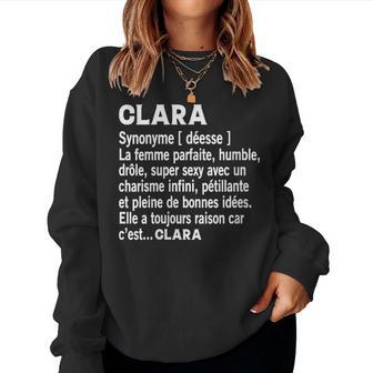 Humour Cadeau Personnalisé Prénom Clara Définition Sweat-shirt pour femme - Cadeauxyz