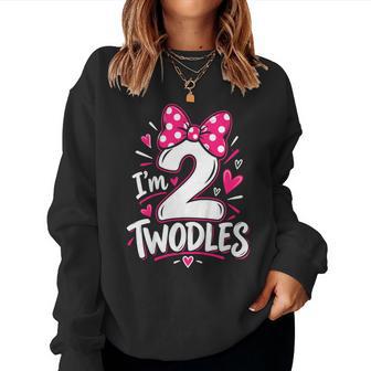 I'm Twodles 2Nd Birthday Girl Cute Pink Bow Second Birthday Women Sweatshirt - Thegiftio UK