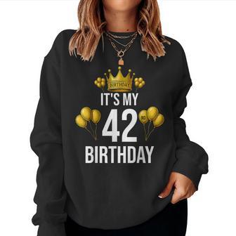 It's My 42歳の誕生日パーティー 42歳の誕生日 男性 女性 レディーススウェットシャツ - Kawaiitshirt