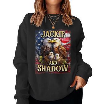 Jackie Andhadow Pygargue À Tête Blanche Drapeau Américain Sweat-shirt pour femme - Cadeauxyz