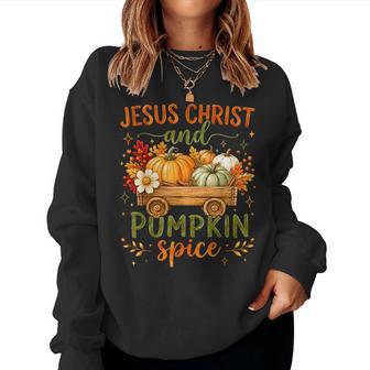 Jesus Christ And Pumpkin Christian Autumn Fall Women Women Sweatshirt - Thegiftio UK