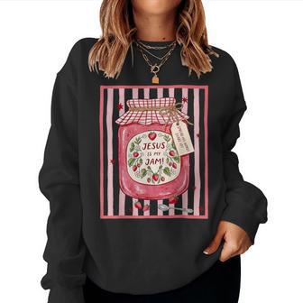 Jesus Is My Jam Strawberry Faith Christian Bible Verse Women Sweatshirt - Thegiftio UK