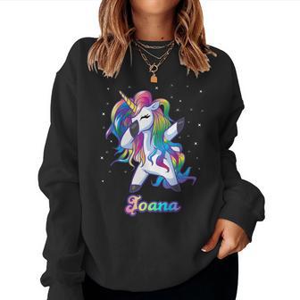 Joana Nombre Personalizado Personalizado Rainbow Unicorn Dabbing Sudadera Mujer - Regaloses