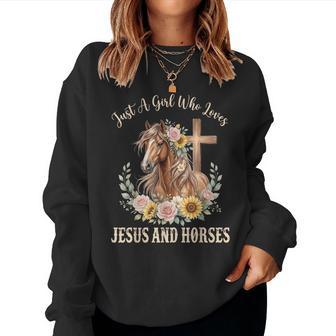 Just A Girl Who Loves Jesus And Horses Women Sweatshirt - Thegiftio UK