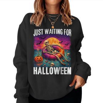 Just Waiting For Halloween Summer Skeleton Kid Women Sweatshirt - Thegiftio UK