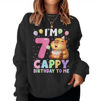 Kawaii Girl Capybara 7Th Birthday To Me Balloons Capy Cake Women Sweatshirt - Thegiftio UK