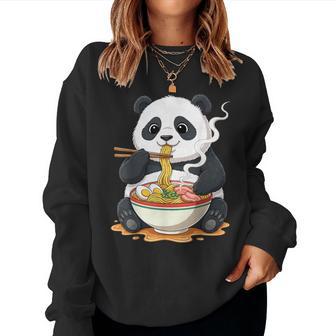 Kawaii Panda Eating Ramen Cute Noodles Anime Women Sweatshirt - Thegiftio UK