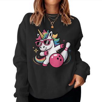 Kawaii Unicorn Dabbing Bowling Birthday Girls Women Sweatshirt - Thegiftio UK