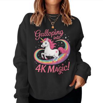 Kids 4K Girls Back To School Unicorn Galloping Into 4K Women Sweatshirt - Thegiftio UK