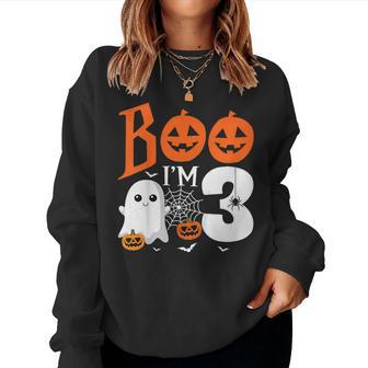 Kids Boo I'm 3 Yr Old 3Rd Birthday Halloween Girl Boy Costume Women Sweatshirt - Thegiftio UK
