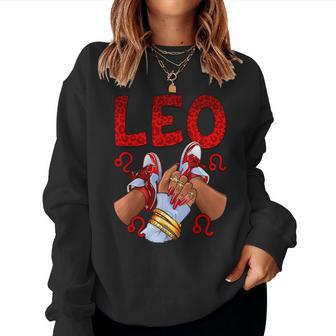 Leo Queen Birthday Sneakers Zodiac Sign Bday Women Sweatshirt - Thegiftio UK