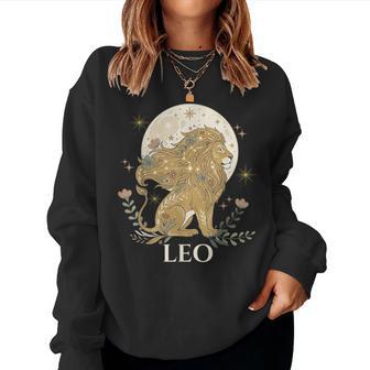 Leo Zodiac Boho Celestial Lion Moon Astrology Women Women Sweatshirt - Thegiftio UK