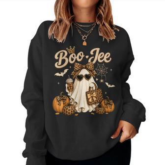 Leopard Ghost Coffee Halloween Costumes Boo Jee Girls Women Sweatshirt - Thegiftio UK