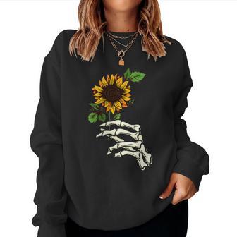 Leopard Sunflower Skeleton Hand Women Sweatshirt - Thegiftio UK