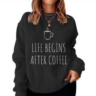 Life Begins After Coffeeコーヒーの後に人生が始まる 遅起き族はナマケモノが好き コーヒー レディーススウェットシャツ - Kawaiitshirt