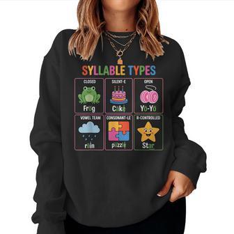 Literacy Teacher Reading Week For Teachers Syllable Types Women Sweatshirt - Thegiftio UK