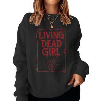 Living Dead Girl Vintage Retro Rock N Roll Zombie Women Sweatshirt - Thegiftio UK