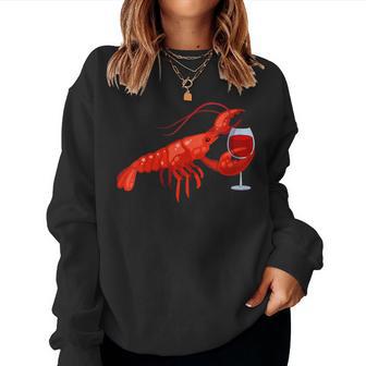 Lobster Wine Drinking Beach Cruise Women Sweatshirt - Thegiftio UK