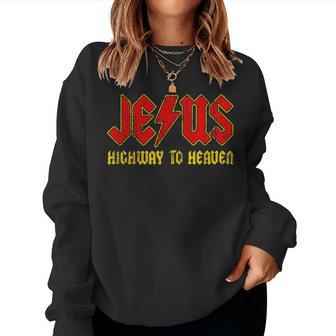 Lord Christ Jesus Highway To Heaven Christian Rock Women Sweatshirt - Thegiftio UK