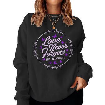 Love Never Forgets End Alz Alzheimer's Awareness Butterfly Women Sweatshirt - Thegiftio UK