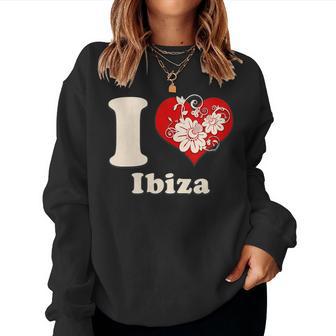 I Love Ibiza Floral Heart España Cuello Sudadera Mujer - Regaloses