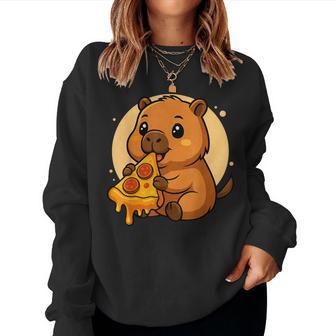 Lustige Capybara Essen Pizza Grafik Jungen Mädchen Capybara Sweatshirt Frauen - Geschenkecke