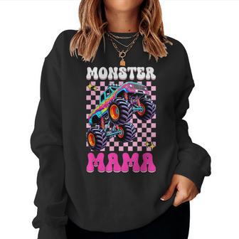 Mama Monster Truck Checkered Racing Motorsport Mom Mother Women Sweatshirt - Thegiftio UK