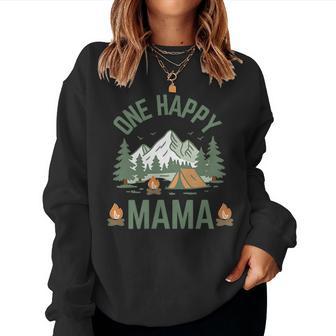 Mama One Happy Camper 1St Birthday Camping Matching Family Women Sweatshirt - Thegiftio UK