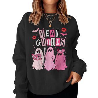 Mean Ghouls Cute Pink Ghost Halloween Spooky Season Women Sweatshirt - Thegiftio UK
