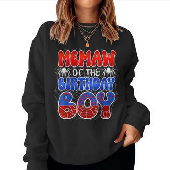 Memaw Grandma Of The Birthday Boy Spider Web Family Matching Women Sweatshirt - Thegiftio UK