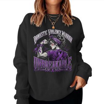 Messy Bun Domestic Violence Warrior Unbreakable Women Sweatshirt - Thegiftio UK