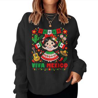 Mexican Girl Flag Independence Day Girl Kids Viva Mexico Women Sweatshirt - Thegiftio UK