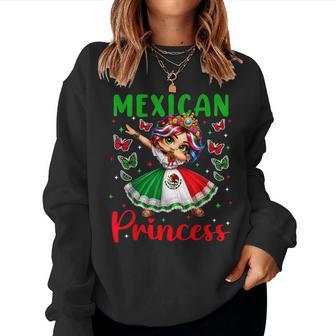 Mexican Princess Mexico Flag Mexicana Cute Dabbing Girl Kids Women Sweatshirt - Thegiftio UK