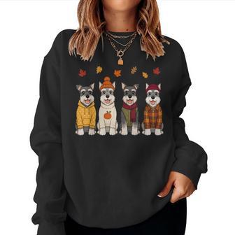 Miniature Schnauzer Fall Autumn Season Pumpkin Dog Women Sweatshirt - Thegiftio UK