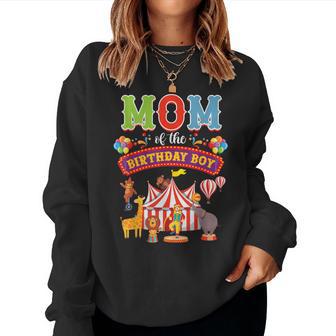 Mom Of The Birthday Boy Carnival Circus 1St Birthday Party Women Sweatshirt - Thegiftio UK