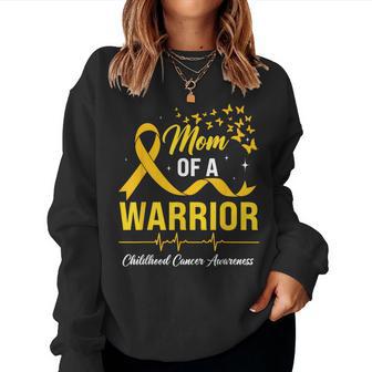 Mom Of A Warrior Childhood Cancer Awareness Mom Support Women Sweatshirt - Thegiftio UK