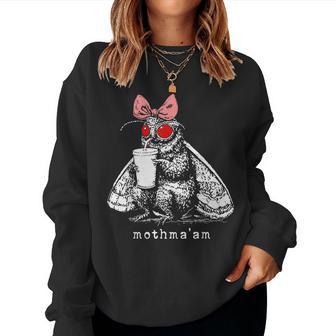 Mothma'am Mothman Drinking Coffee Cryptid Meme Women Sweatshirt | Seseable UK